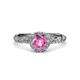3 - Allene Signature Diamond and Pink Sapphire Halo Engagement Ring 