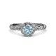 3 - Allene Signature Aquamarine and Diamond Halo Engagement Ring 