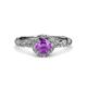 3 - Allene Signature Amethyst and Diamond Halo Engagement Ring 
