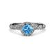 3 - Allene Signature Blue Topaz and Diamond Halo Engagement Ring 