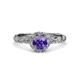 3 - Allene Signature Iolite and Diamond Halo Engagement Ring 