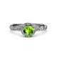 3 - Allene Signature Round Peridot and Diamond Halo Engagement Ring 