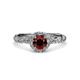 3 - Allene Signature Round Red Garnet and Diamond Halo Engagement Ring 