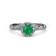 3 - Allene Signature Round Diamond and Emerald Halo Engagement Ring 