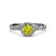 3 - Allene Signature Yellow and White Diamond Halo Engagement Ring 