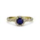 3 - Allene Signature Blue Sapphire and Diamond Halo Engagement Ring 