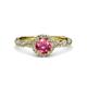 3 - Allene Signature Pink Tourmaline and Diamond Halo Engagement Ring 