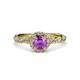 3 - Allene Signature Amethyst and Diamond Halo Engagement Ring 