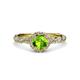 3 - Allene Signature Peridot and Diamond Halo Engagement Ring 