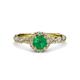 3 - Allene Signature Emerald and Diamond Halo Engagement Ring 