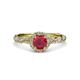 3 - Allene Signature Ruby and Diamond Halo Engagement Ring 