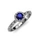 4 - Allene Signature Round Blue Sapphire and Diamond Halo Engagement Ring 