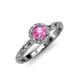 4 - Allene Signature Diamond and Pink Sapphire Halo Engagement Ring 