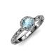 4 - Allene Signature Aquamarine and Diamond Halo Engagement Ring 