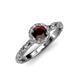 4 - Allene Signature Round Red Garnet and Diamond Halo Engagement Ring 