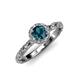 4 - Allene Signature Blue and White Diamond Halo Engagement Ring 