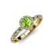 4 - Allene Signature Peridot and Diamond Halo Engagement Ring 