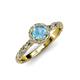 4 - Allene Signature Blue Topaz and Diamond Halo Engagement Ring 