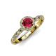 4 - Allene Signature Ruby and Diamond Halo Engagement Ring 