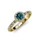 4 - Allene Signature Blue and White Diamond Halo Engagement Ring 