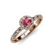4 - Allene Signature Rhodolite Garnet and Diamond Halo Engagement Ring 