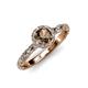 4 - Allene Signature Smoky Quartz and Diamond Halo Engagement Ring 