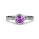 3 - Syna Signature Round Diamond and Amethyst Halo Engagement Ring 