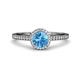3 - Syna Signature Blue Topaz and Diamond Halo Engagement Ring 