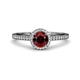 3 - Syna Signature Round Red Garnet and Diamond Halo Engagement Ring 