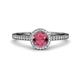 3 - Syna Signature Rhodolite Garnet and Diamond Halo Engagement Ring 