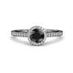 3 - Syna Signature Round Black and White Diamond Halo Engagement Ring 