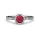 3 - Syna Signature Ruby and Diamond Halo Engagement Ring 