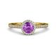 3 - Syna Signature Amethyst and Diamond Halo Engagement Ring 