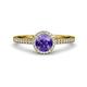 3 - Syna Signature Iolite and Diamond Halo Engagement Ring 