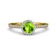 3 - Syna Signature Peridot and Diamond Halo Engagement Ring 