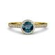 3 - Syna Signature Blue and White Diamond Halo Engagement Ring 
