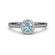 3 - Syna Signature Aquamarine and Diamond Halo Engagement Ring 