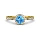 3 - Syna Signature Blue Topaz and Diamond Halo Engagement Ring 
