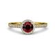 3 - Syna Signature Red Garnet and Diamond Halo Engagement Ring 