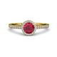3 - Syna Signature Ruby and Diamond Halo Engagement Ring 
