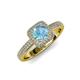 4 - Amias Signature Blue Topaz and Diamond Halo Engagement Ring 