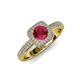4 - Amias Signature Ruby and Diamond Halo Engagement Ring 