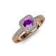 4 - Amias Signature Amethyst and Diamond Halo Engagement Ring 