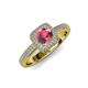 4 - Amias Signature Rhodolite Garnet and Diamond Halo Engagement Ring 