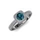 4 - Amias Signature Blue Diamond and Diamond Halo Engagement Ring 