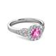 3 - Kallista Signature Lab Created Pink Sapphire and Diamond Halo Engagement Ring 