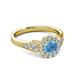 3 - Kallista Signature Blue Topaz and Diamond Halo Engagement Ring 