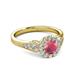 3 - Kallista Signature Rhodolite Garnet and Diamond Halo Engagement Ring 