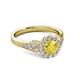 3 - Kallista Signature Lab Created Yellow Sapphire and Diamond Halo Engagement Ring 