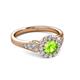 3 - Kallista Signature Peridot and Diamond Halo Engagement Ring 